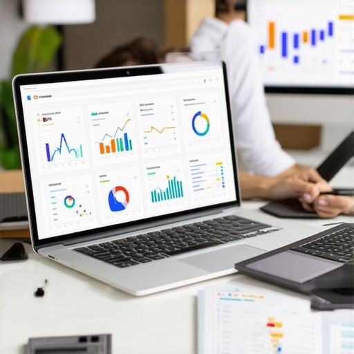 SEO professional reviewing CTR signals and map rankings with charts and devices.