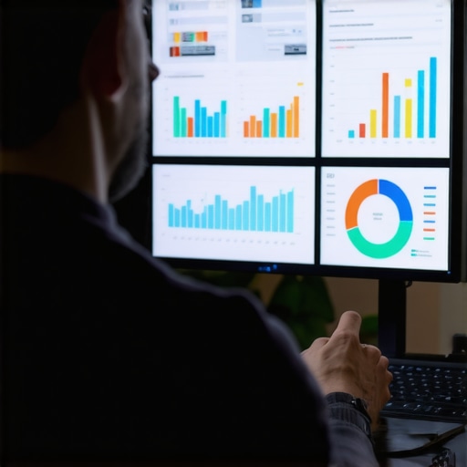 Person analyzing CTR data on digital dashboard with graphs.