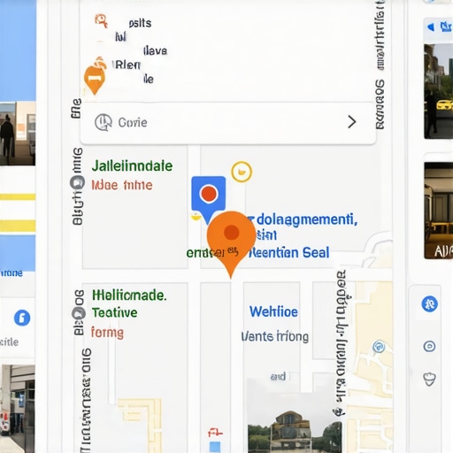 Google Maps business listing with photos, reviews, and interactive elements.
