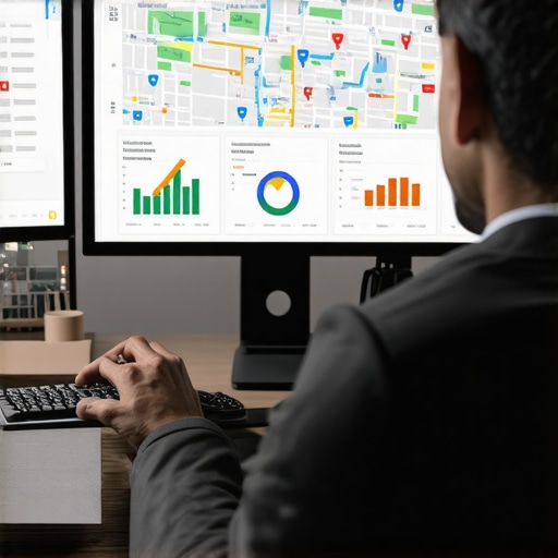 SEO expert reviewing Google Maps ranking performance with analytics tools.