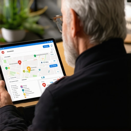 Business owner reviewing local map listing analytics on a tablet