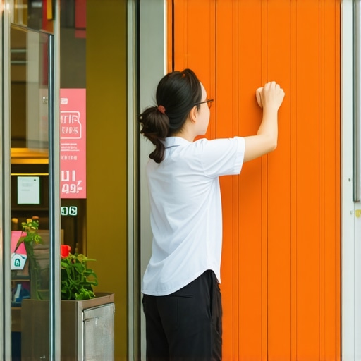 Attracting Customers with Visual Cues Business owner optimizing storefront signage to boost local engagement.
