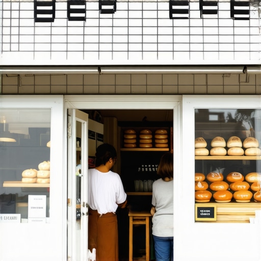 Exterior of a bakery with clear signage and visible baked goods, attracting local customers.