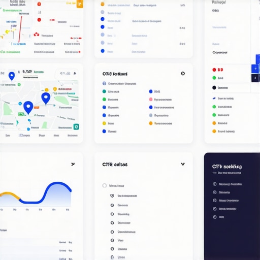 Screenshot of a sophisticated dashboard showing CTR and map ranking analytics.