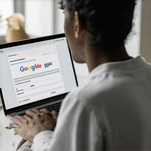 Optimizing Local Map Listings Person working on Google My Business profile on laptop with visual cues representing CTR signals