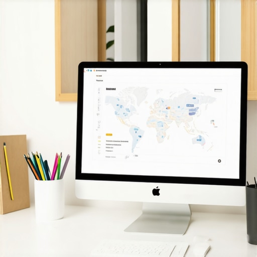 Optimizing Local SEO with Key Tools Desk setup showing SEO dashboard and analytics tools for local map rankings