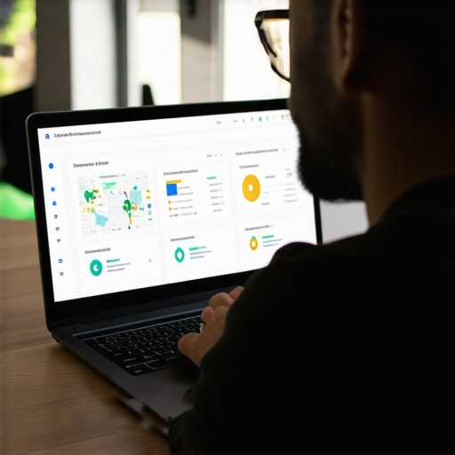 Business owner reviewing analytics dashboard with CTR and ranking data.