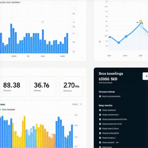 SEO Monitoring Dashboard with CTR and Ranking Metrics A computer screen showing SEO analytics dashboard with CTR and ranking graphs.