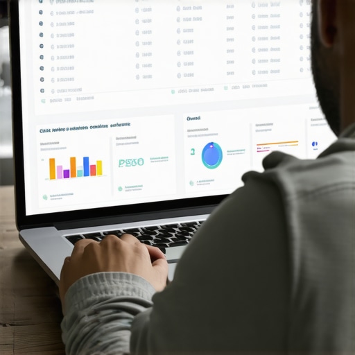 Analytics Dashboard for Map Click Signals Person analyzing a digital analytics dashboard showing click patterns and engagement metrics.