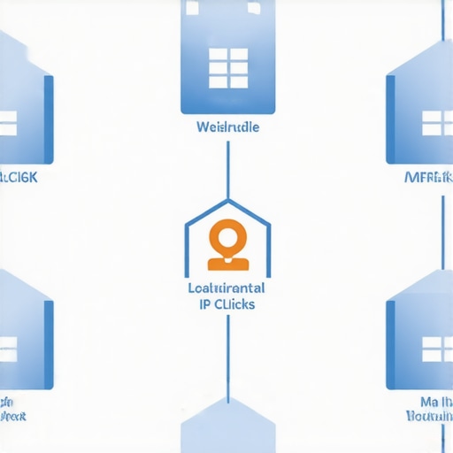 Diagram showing how residential proxies are used to generate verified local IP clicks for map ranking improvement.