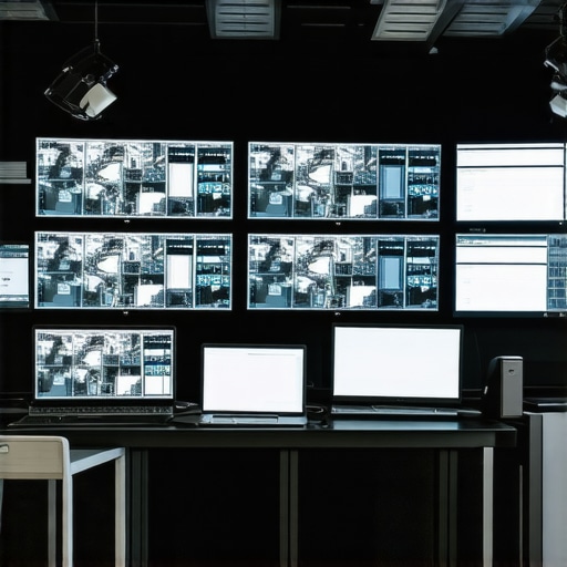 Control room with screens managing click signals in real-time