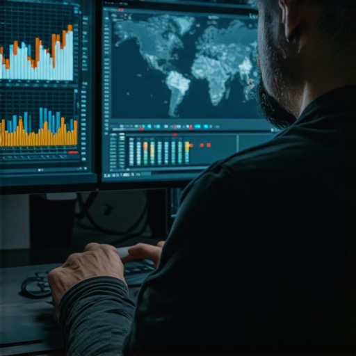 A digital marketer reviewing analytics dashboards showing CTR signals and map click trends.