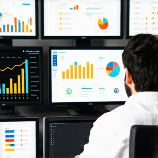 A professional reviewing SEO data on computer screens
