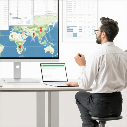 Analyzing Map Engagement Data for SEO Person reviewing charts and maps on screen, emphasizing user interaction metrics.
