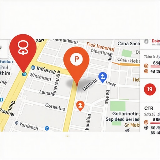 A graphic depicting local business rankings improving on Google Maps via user engagement and CTR signals.