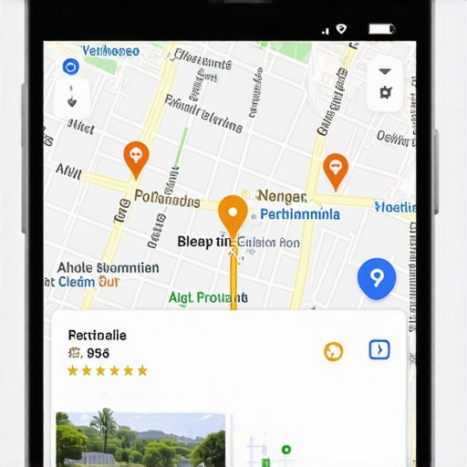 Business listing on Google Maps with vibrant visuals and engagement icons.
