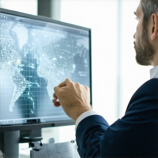 A person studying digital maps with interaction analytics