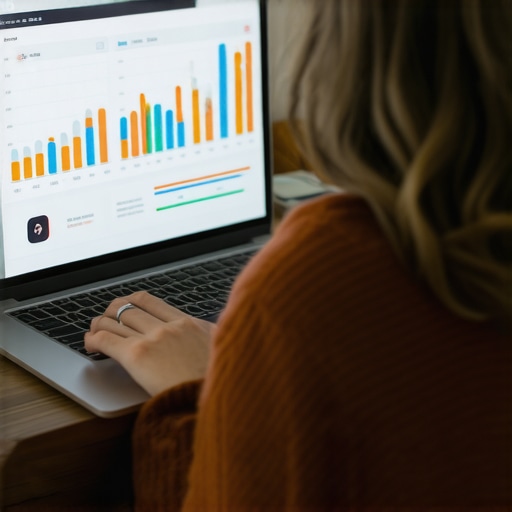 Person reviewing local SEO data on a computer screen with charts and graphs.