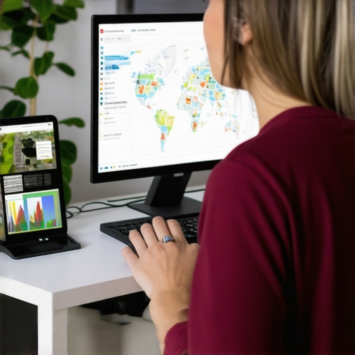 Person adjusting SEO equipment on different devices for local SEO strategy